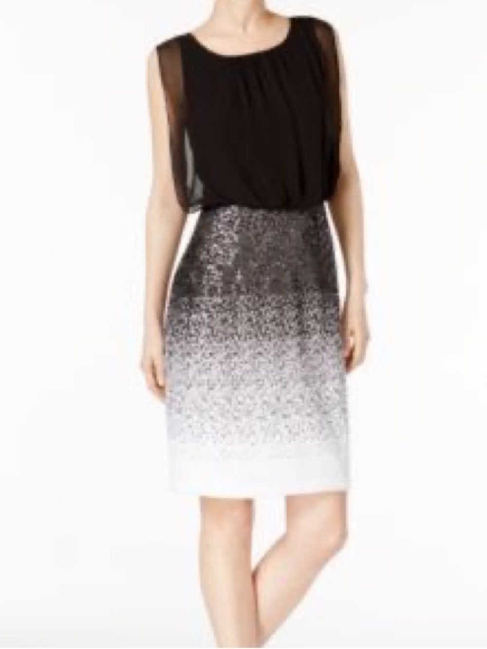 Calvin Klein ombré gradient sequin sleeveless blouson cocktail midi dress